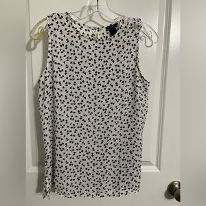 White and Black Pattern Ann Taylor Sleeveless Top